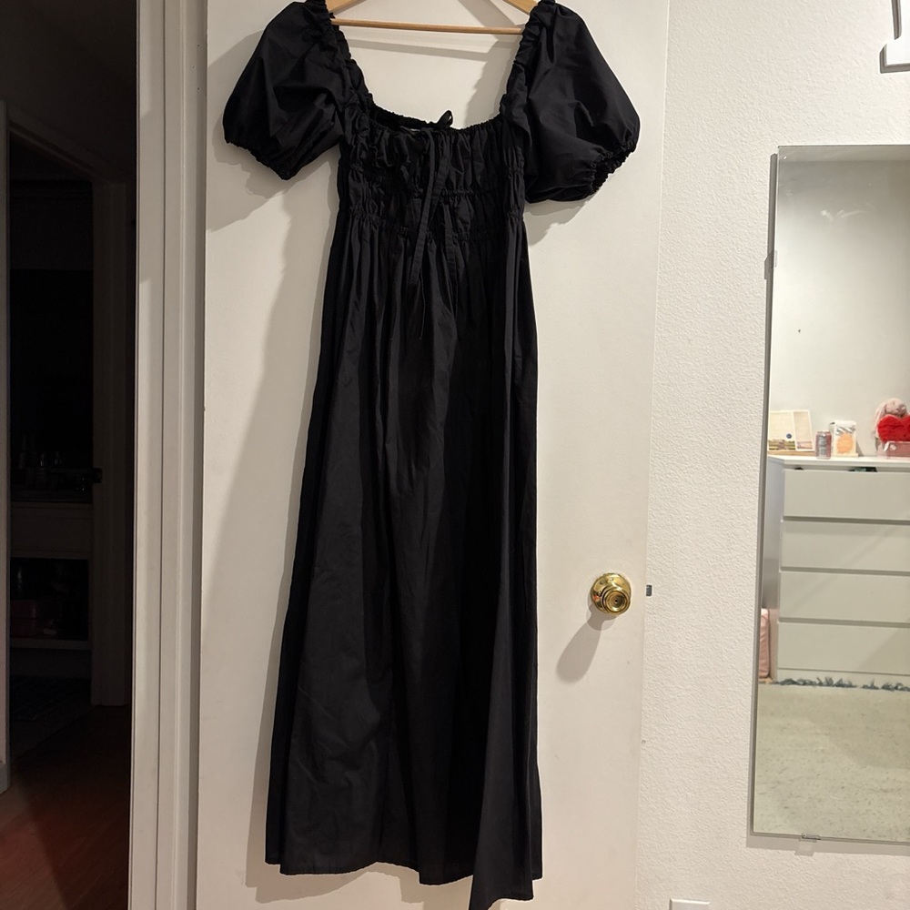 Maya Meyer Elegant Black Puff Sleeve Maxi Dress